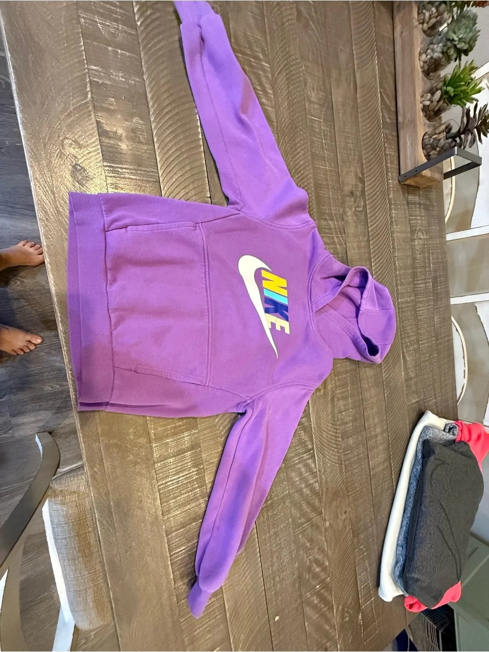 Nike Purple Pullover Hoodie with Multicolor Logo